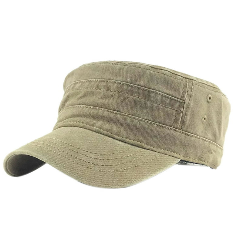 Men Washed Cotton Cadet Hat Adjustable Baseball Cap Classic Flat Top Hats Outdoor Sports Cap Walmart