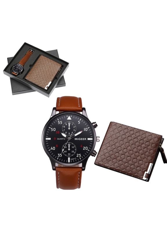 Men Watch Set, Men's Wallet and Watch Set Gifts for Men - Includes Artificial Leather Watch, Wallet- Perfect for Birthday, Anniversary, and Special Occasions