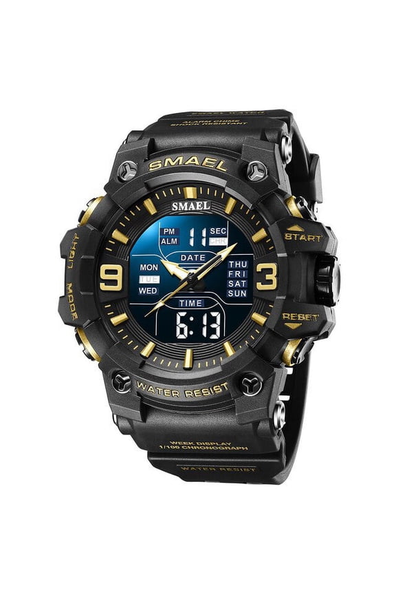 Men Watch Sport Waterproof Led Light Alarm Clock Dual Time Display Week Auto Date Wristwatches 8049 Quartz Watches Sports Time - Quartz Wristwatches
