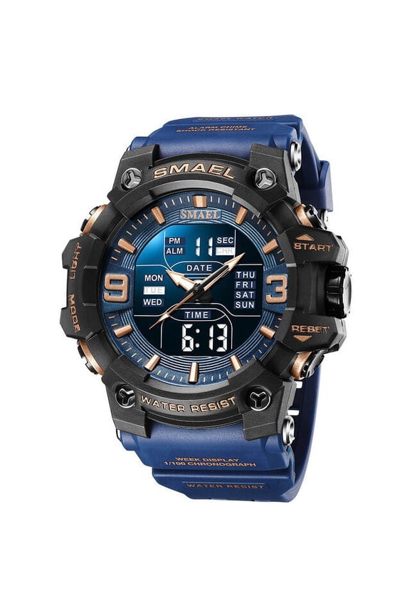 Men Watch Sport Waterproof Led Light Alarm Clock Dual Time Display Week Auto Date Wristwatches 8049 Quartz Watches Sports Time - Quartz Wristwatches