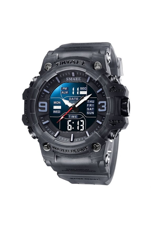 Men Watch Sport Waterproof Led Light Alarm Clock Dual Time Display Week Auto Date Wristwatches 8049 Quartz Watches Sports Time - Quartz Wristwatches