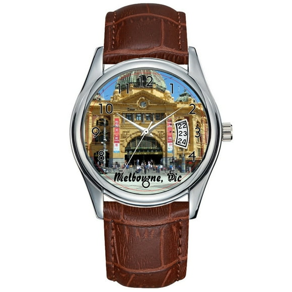 Men Watch casual Waterproof Quartz Watches Clock Date Classic Business Brown Leather Christmas Wristwatch Melbourne, flinders st station watch