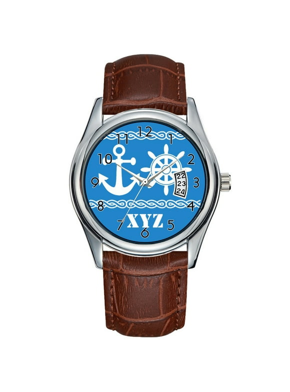 Men Watch casual Waterproof Quartz Watches Clock Date Classic Business Brown Leather Christmas Wristwatch Nautical custom watches