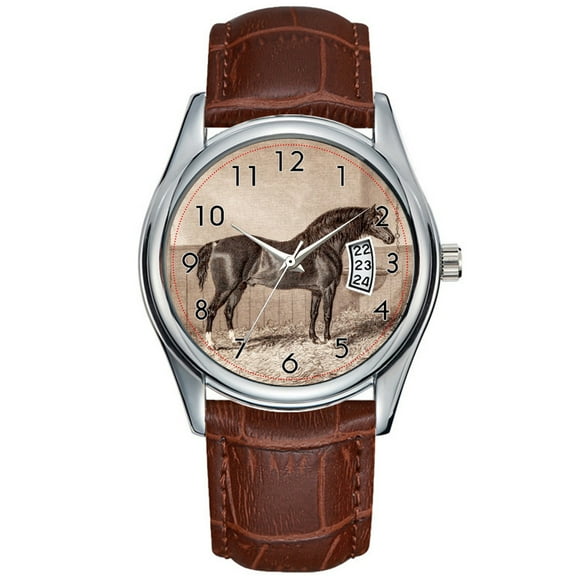 Men Watch casual Waterproof Quartz Watches Clock Date Classic Business Brown Leather Christmas Wristwatch Vintage 1800s Horse Norfolk Cob Hackney Retro Watches