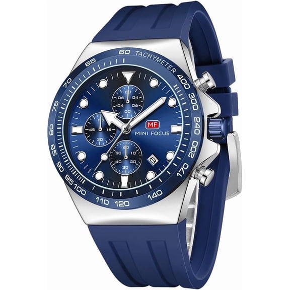 Men Watches Business Casual Wrist Watch (Chronograph/Waterproof/Luminous/Calendar) Silicon Band Fashion Watches for Men…