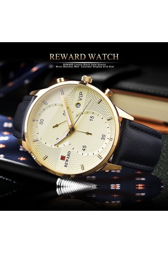 Men Watches Business Casual Wrist Watches (Multifunction/Waterproof/Luminous/Calendar) Genuine Leather Band Fashion Watch for Men