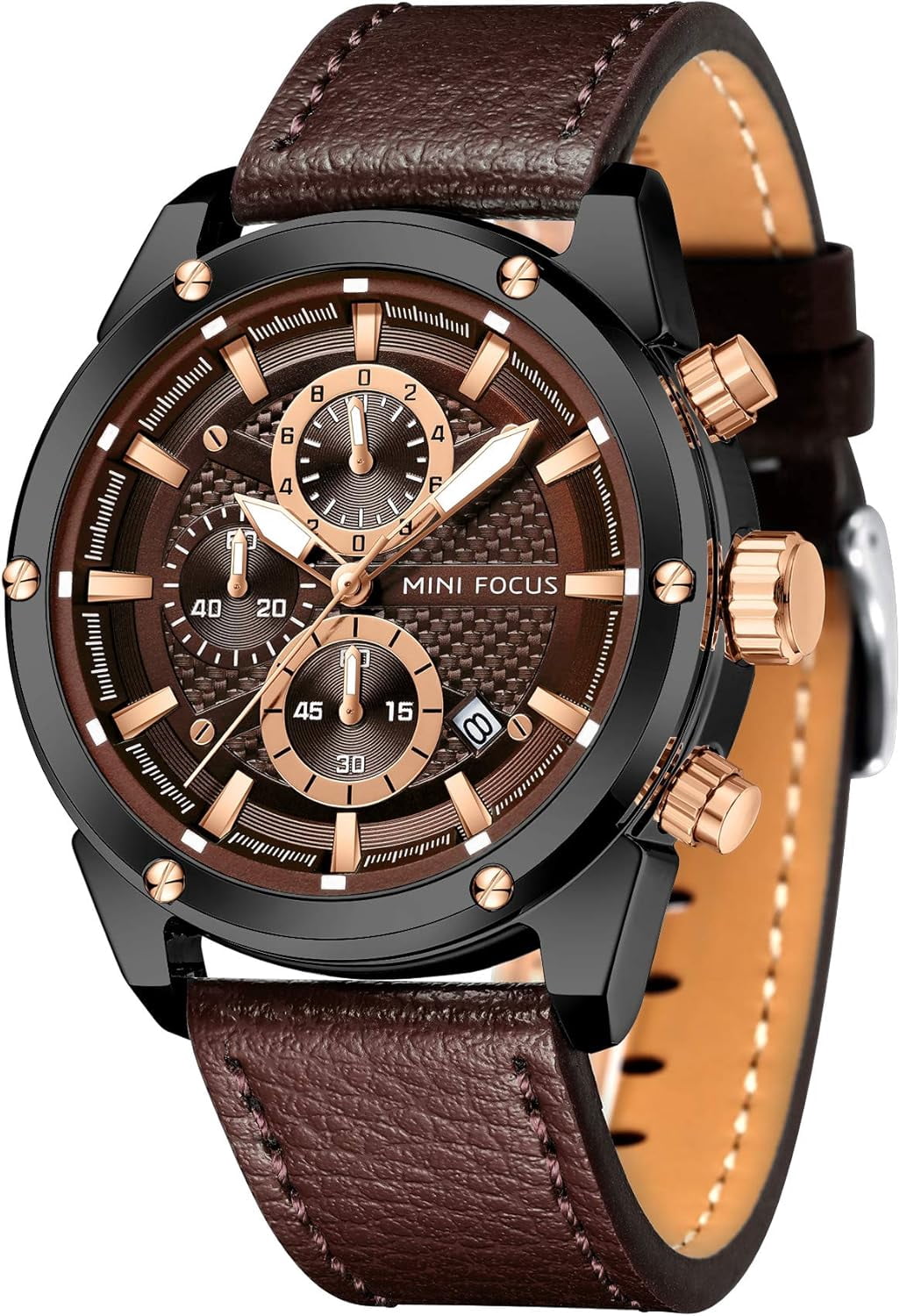 Men Watches Business Casual Wrist Watches (Multifunction/Waterproof/Luminous/Calendar) Genuine Leather Band Fashion Watch for Men