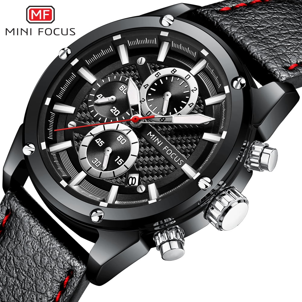 Men Watches Business Casual Wrist Watches (Multifunction/Waterproof/Luminous/Calendar) Genuine Leather Band Fashion Watch for Men