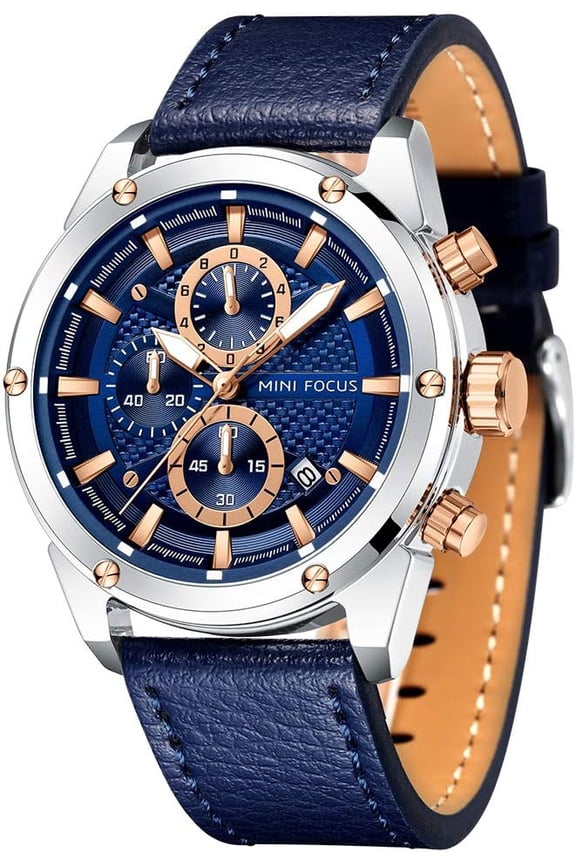 Men Watches Business Casual Wrist Watches (Multifunction/Waterproof/Luminous/Calendar) Genuine Leather Band Fashion Watch for Men