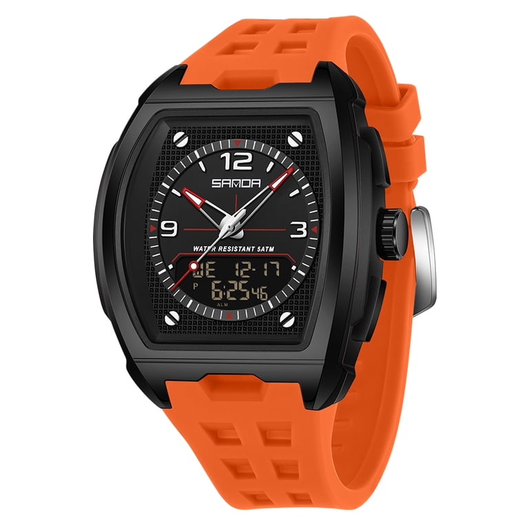 Quartz Square Dial Analog Wristwatch with Silicone Strap Water Resistant BINBOND Quartz Analog Watch for Men Square Large Dial 30M  main image 4
