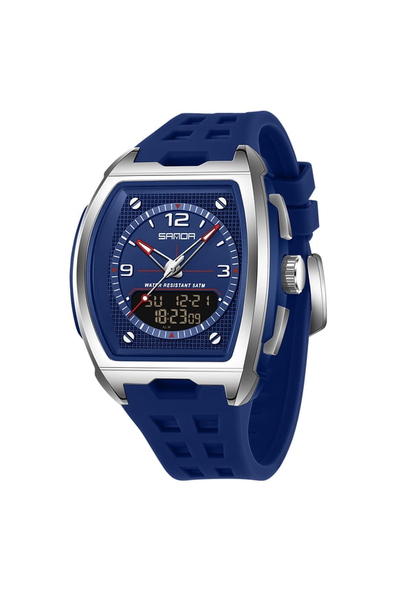 Men Watches Business Dress Chronograph Big Square Quartz Analog Male Watch Silicone Strap Waterproof Date Gift Mens Wrsit Watch