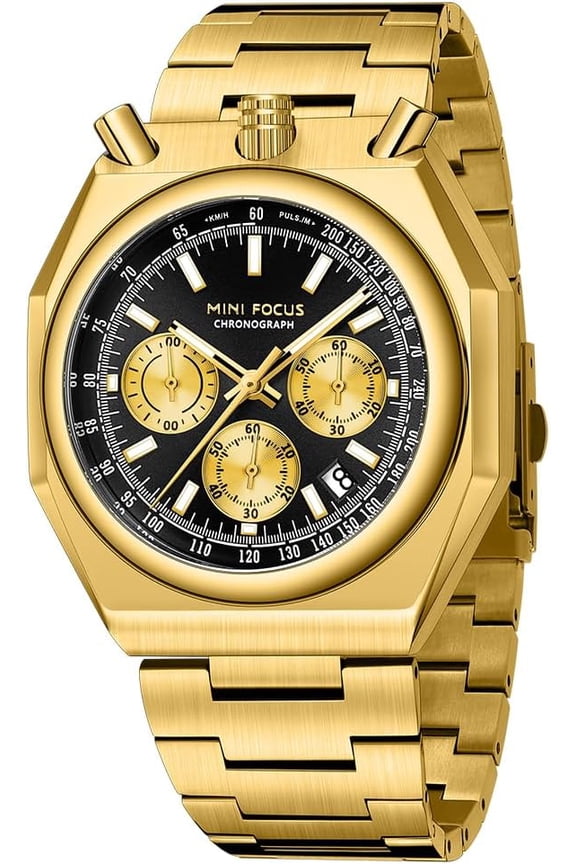Men Watches (Chronograph/Waterproof/Luminous/Calendar) Big Face Stainless Steel Band Watches for Men