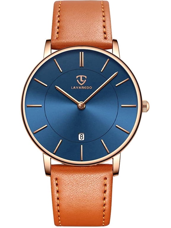 Watches for Man Ultra-Thin Men’s Quartz Watch with Large Minimalist Dial,Date Window ,Leather strap,Gift for Man Father's Day gift