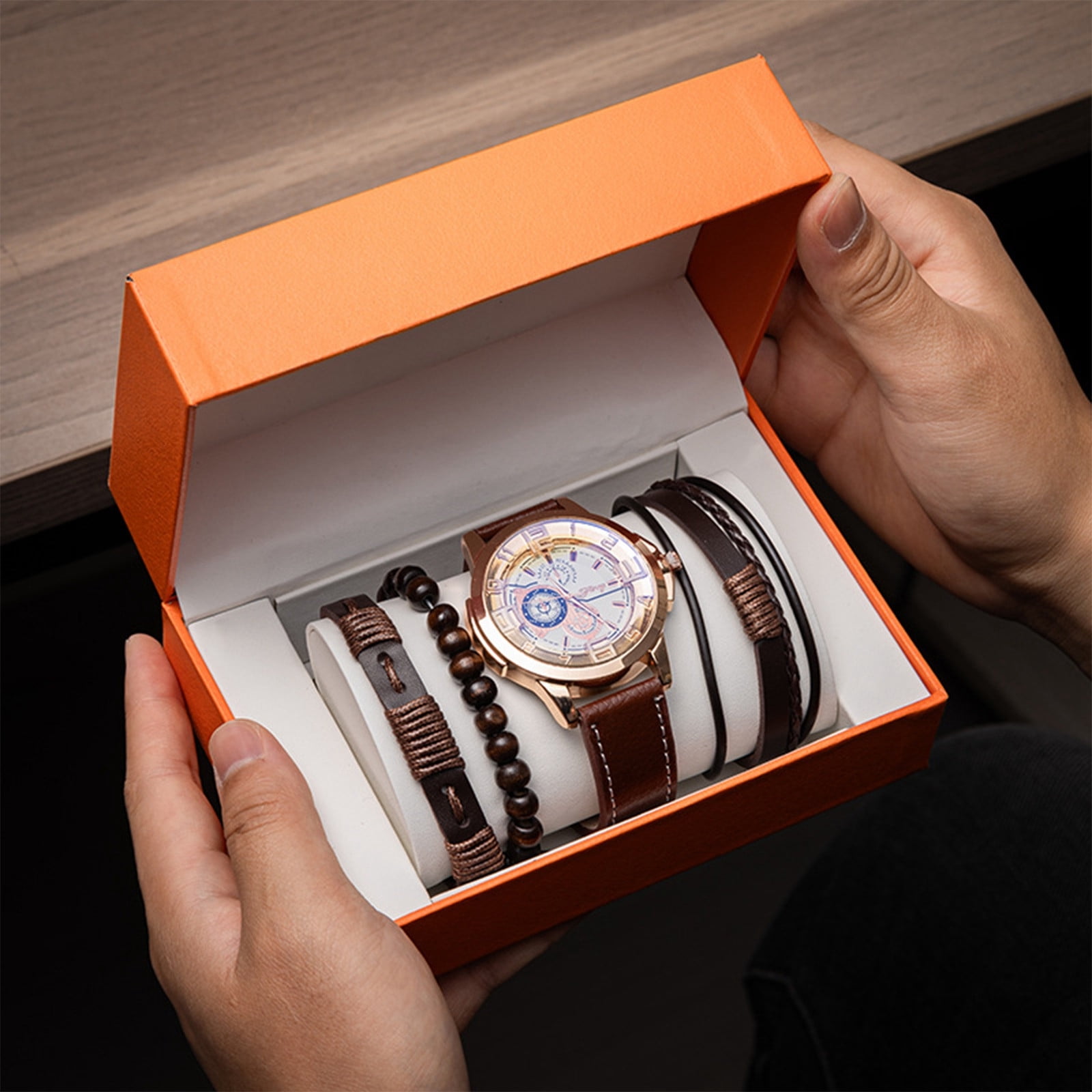 Men'S Watch Men's Watch Set Father's Day Gift Box Quartz Watch