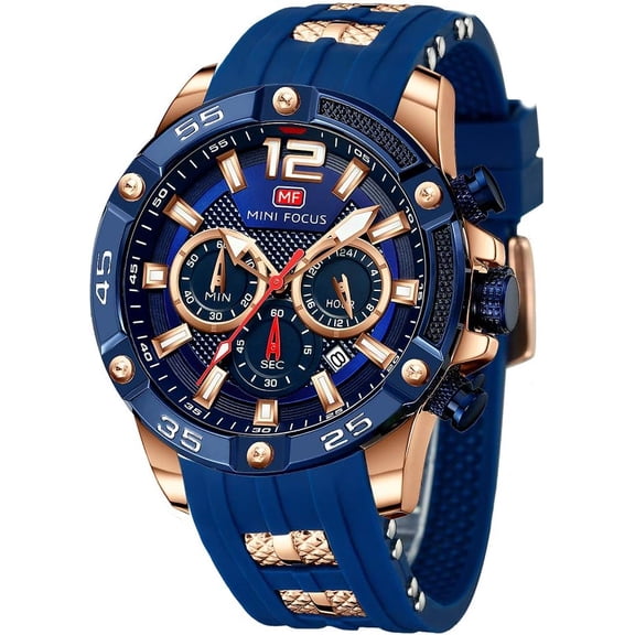 Men Watches Unique Casual Wrist Watches (Chronograph/Waterproof/Luminous/Calendar/24 Hours) Silicon Band Fashion Watches for Men