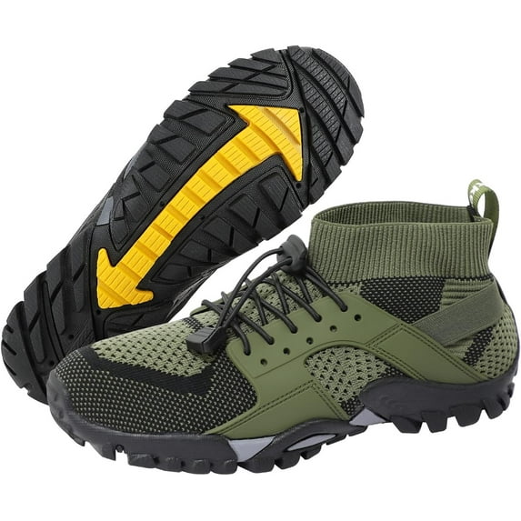 Men Water Hiking Shoes Barefoot Slip Resistant High Top Wading Shoes for Walking Fishing River Creek Kayaking