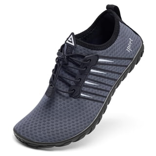 Racqua Men Water Shoes Quick Dry Beach Barefoot Shoes Lightweight Slip on Fishing Diving Surfing Shoes Swim Anti Slip Aqua Shoes Grey 9.5 Women/8.5 Men