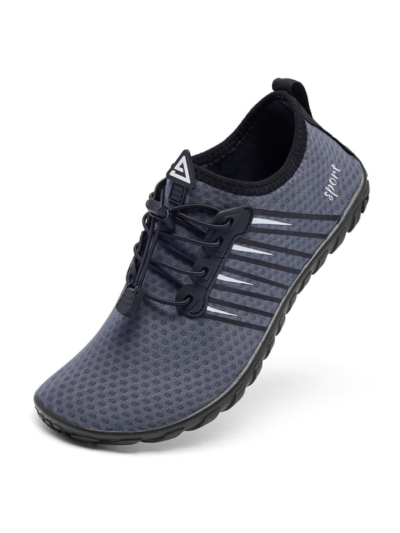 Men Water Shoes Quick Dry Beach Barefoot Shoes Lightweight Slip on Fishing Diving Surfing Shoes Swim Anti Slip Aqua Shoes Grey 9.5 Women/8.5 Men