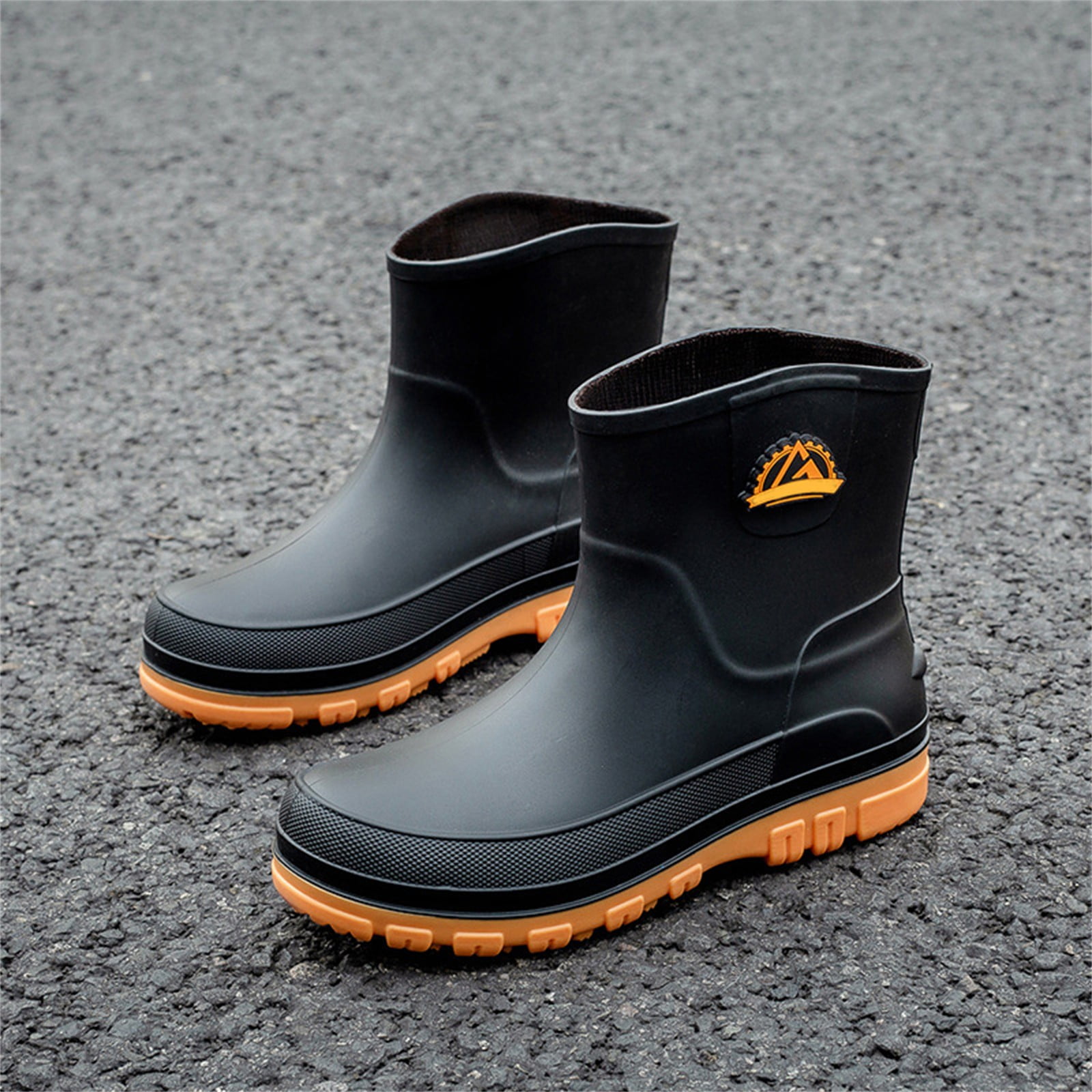 Men Waterproof Garden Slip-On Short Boots Rain Boots Breathable Lightweight Mid Calf Deck Fishing Outdoor Slip Resistant Shoes for Outdoor Activities