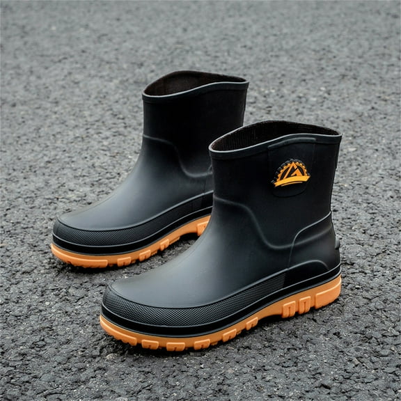 Men Waterproof Garden Slip-On Short Boots Rain Boots Breathable Lightweight Mid Calf Deck Fishing Outdoor Slip Resistant Shoes for Outdoor Activities
