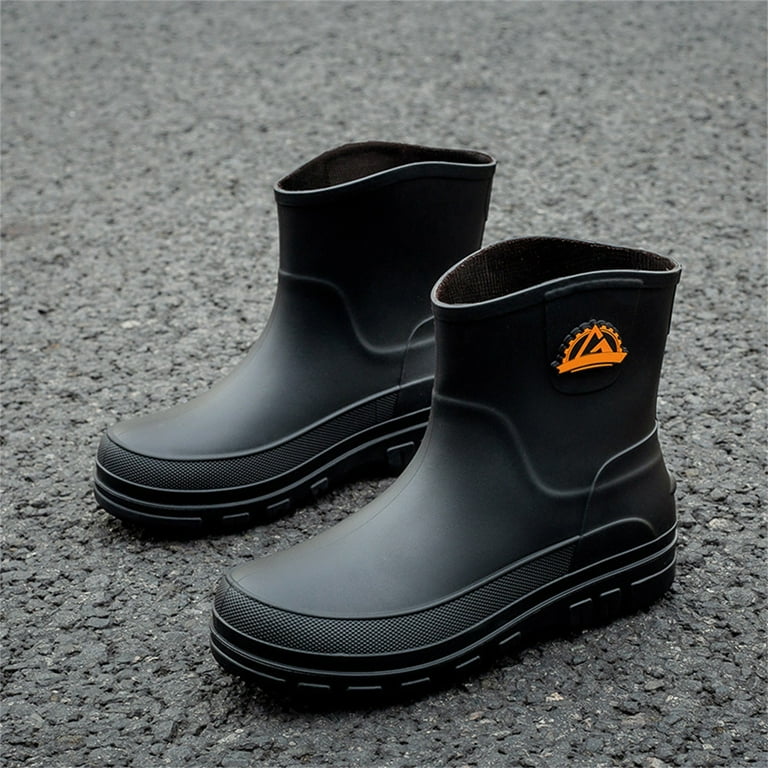 Men\'s Gray Slip-On Rain & Snow Boots with Orange Trim Mens Slip on Snow Boots - Etsy main image 3