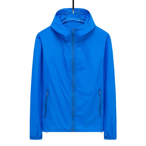 Men Waterproof Jacket Hooded Sport Coat Unisex Outwear Lightweight Windbreaker