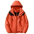 thumbnail image 1 of Men Waterproof Long Rain Coats Winter Warm Hooder Rain Jacket Long Sleeve Coat Top with Pockets Outdoor Windbreaker for Running Cycling, 1 of 3