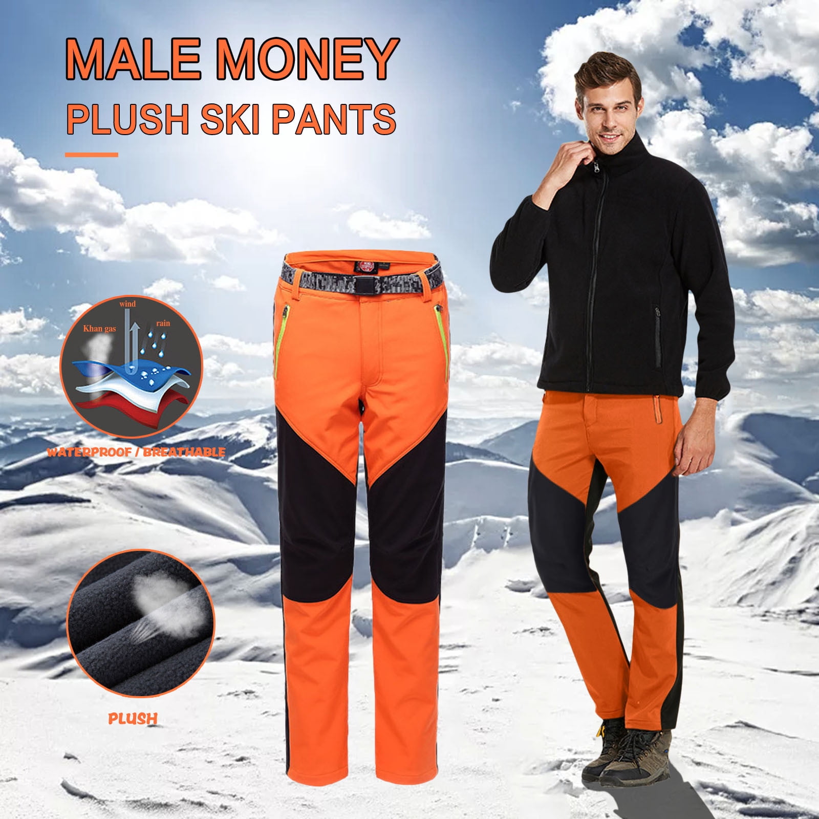 Men Waterproof Windproof Outdoor Hiking Quick-Dry Pants Trousers  Color-blocking Lightweight Thick Hot Waterproof Hiking Mountain Pants Sport  Pants XS-3XL 