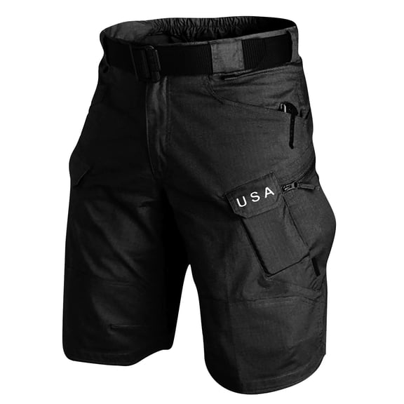 Men Wear Resistant Tactical Work Cargo Shorts Lightweight Stretch Multi Pocket Water Resistant Hunting Camping Shorts Black S