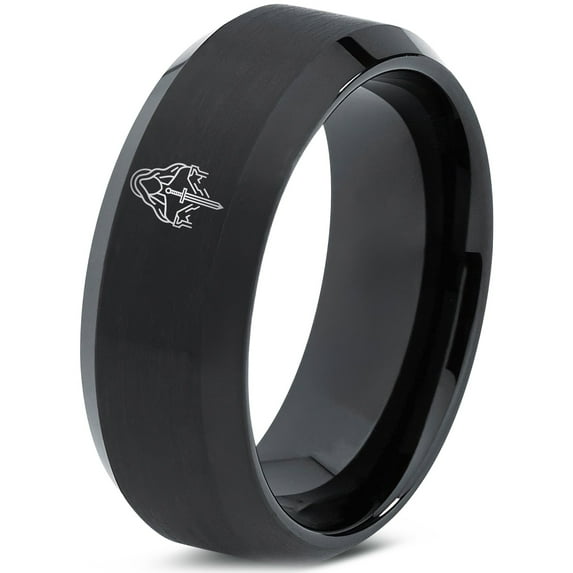 Men Wedding Ring Black Gamer Tungsten Valentines Day Engagement Lgbt Anniversary Gift for Him 1 Year