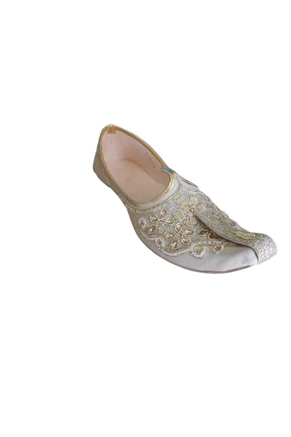 Men Wedding Shoes Cream Indian Handmade Jutties Traditional Mojari Khussa US 10