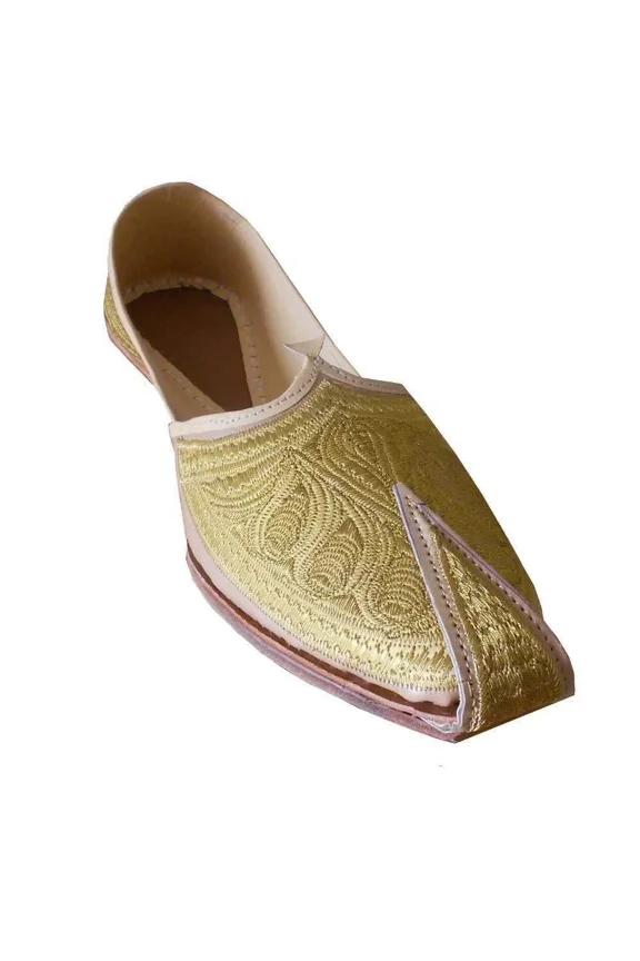 Men Wedding Shoes Indian Khussa Loafers Cream Leather Handmade Mojaries US 9.5