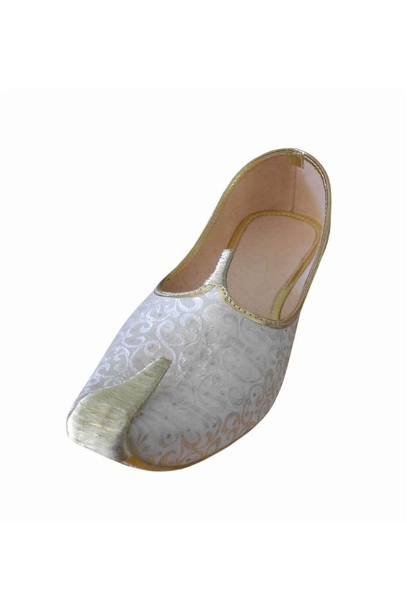 Men Wedding Shoes Indian Loafers Mojaries Cream Party Leather Jutties US 6-12