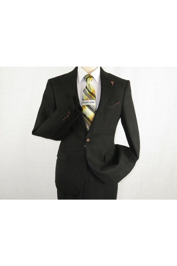 Men Wessi by J.Valintin Turkey Flannel Jacket Peak Lapel One Button 10-01 Black