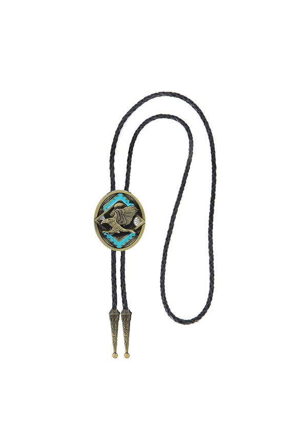 Men Western Cowboy Bolo Tie Adjustable1eatherCord Enamel Eagle Pendant Necktie