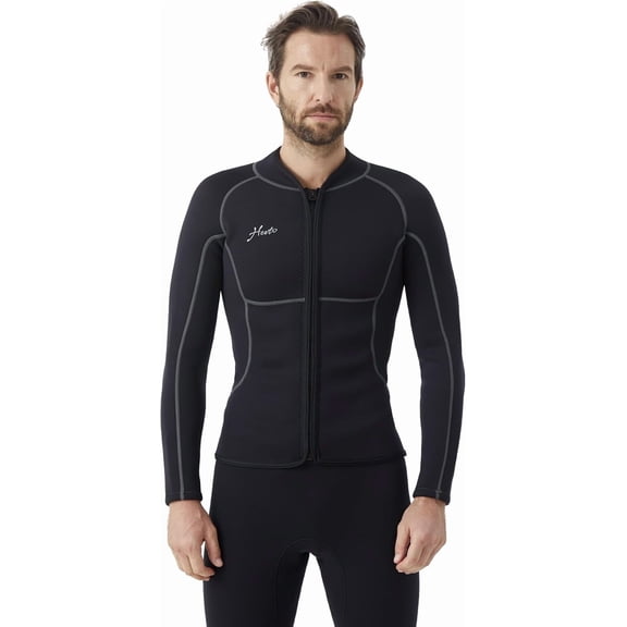Men Wetsuit Tops and Vest 3/2mm Neoprene Jacket Surfing Swimming Front Zip Wet Suit for Water Sports