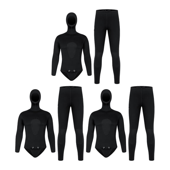 Men Wetsuits Set Men Spearfishing Wetsuit Full Body Diving Suit Neoprene Fishing Wetsuit Diving Suit Men's 2Pcs Wetsuit Set 3mm Thermal Neoprene Spearfishing Hooded Diving Suit For