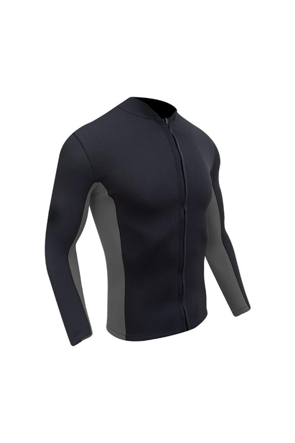 Men Wetsuits Tops 2mm Neoprene Surfing Swimming Front Zip Jacket Sports , Gray Black XL