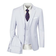 Men White Suits Slim Fit 3 Piece Suit Two Botton Tuxedo for Men Bussiness Wedding Grooms Prom Dress Suit Blazer Jacket Vest Pants XS