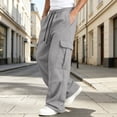 thumbnail image 1 of Men Wide Leg Baggy Cargo Sweatpants with Multi Pockets, 1 of 8