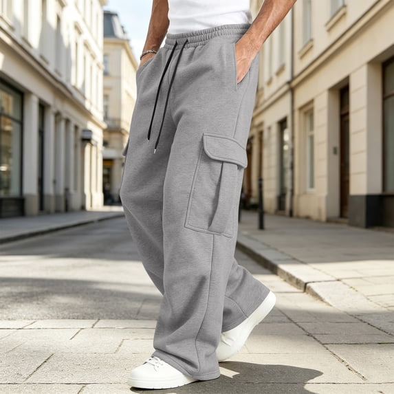 Men Wide Leg Baggy Cargo Sweatpants with Multi Pockets