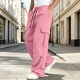 thumbnail image 1 of Men Wide Leg Baggy Cargo Sweatpants with Multi Pockets, 1 of 8