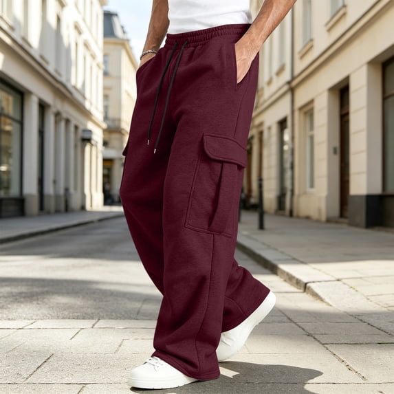 Men Wide Leg Baggy Cargo Sweatpants with Multi Pockets