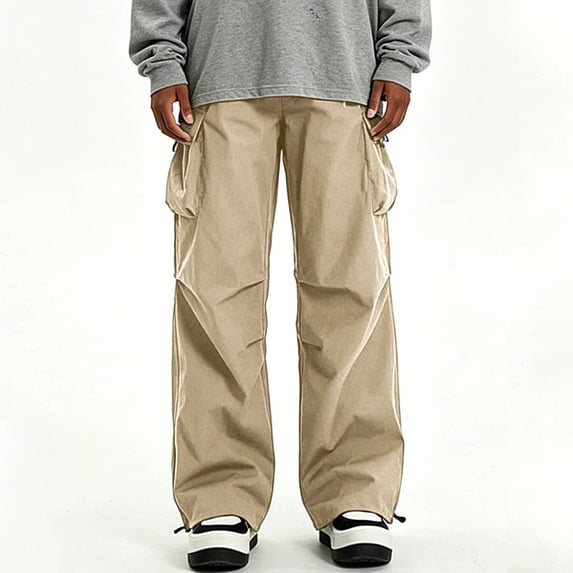 Men Wide Leg Cargo Jogger Pants Multi Storage Pockets Breathable Sports Workout Pants S-XXL