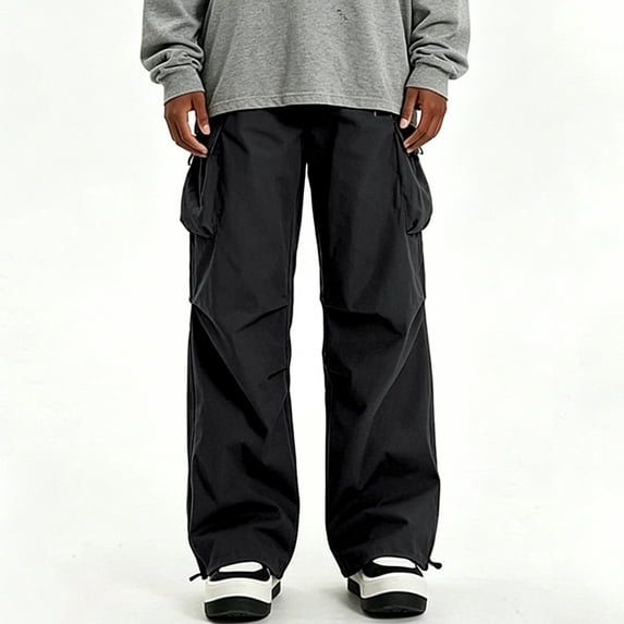Men Wide Leg Cargo Jogger Pants Multi Storage Pockets Breathable Sports Workout Pants S-XXL