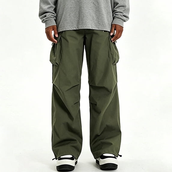 Men Wide Leg Cargo Jogger Pants Multi Storage Pockets Breathable Sports Workout Pants S-XXL