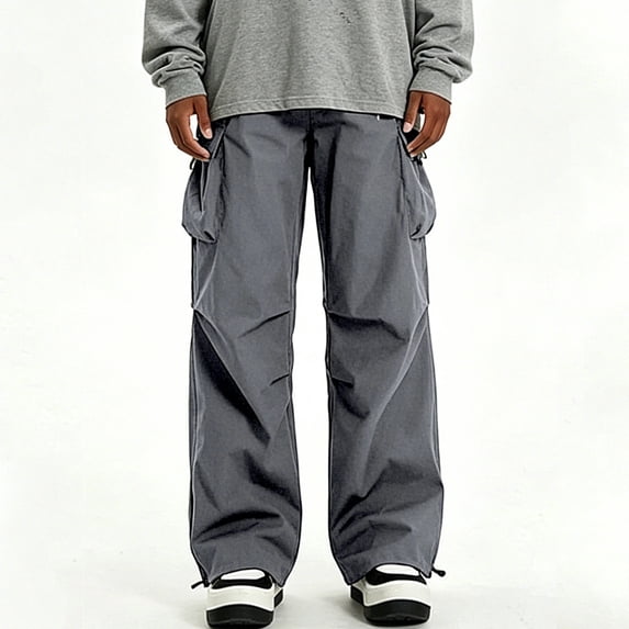 Men Wide Leg Cargo Jogger Pants Multi Storage Pockets Breathable Sports Workout Pants S-XXL