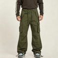 thumbnail image 1 of Men Wide Leg Cargo Pants 4-Way Stretch Twill Elastic Drawstring Casual Work Trousers S-XL, 1 of 9