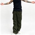 thumbnail image 1 of Men Wide Leg Cargo Pants Durable Twill Relaxed Fit Drawstring Outdoor Travel Trousers S-XL, 1 of 8