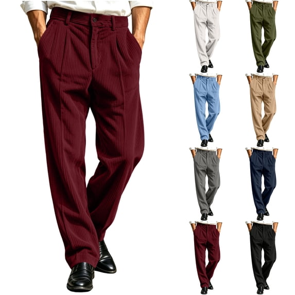 Men Wide Leg Dress Pants Sevevn Wrinkle Resistant Woven Fabric Button Zipper Fly Slant Pockets Solid Business Casual Trousers For Office Daily Wear